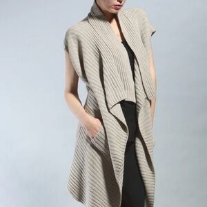 ZOE COUTURE Cashmere & Wool Blend Open Front Sweater Vest